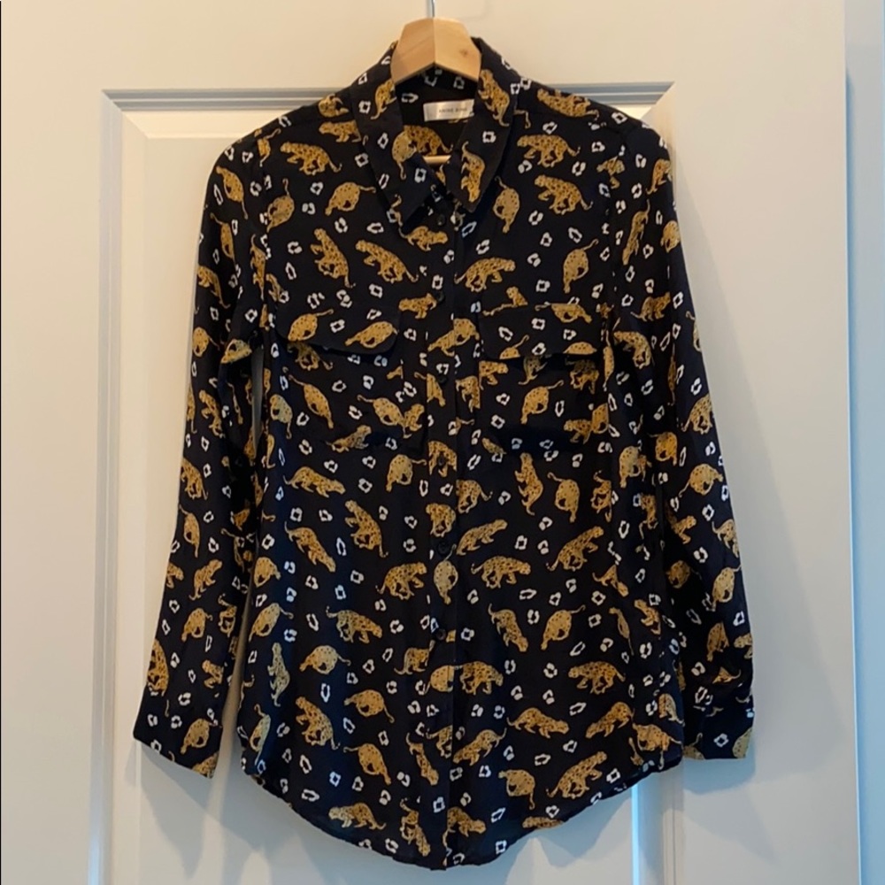 Leopard print silk blouse